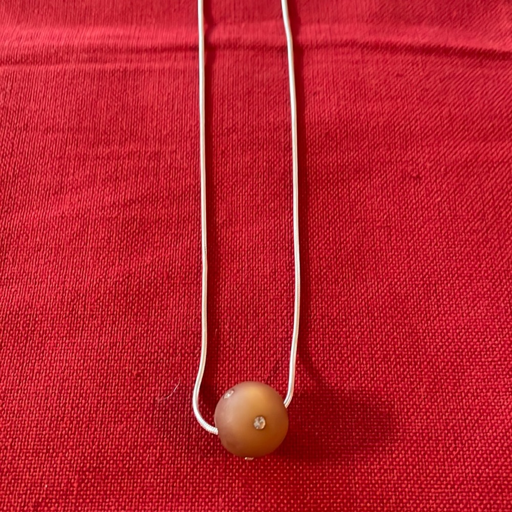 NWOT Sterling Silver Snake Chain with round bead w/accents 16” long
